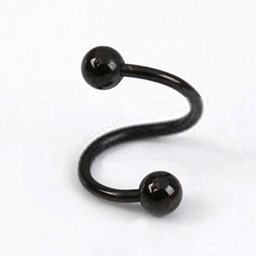 HuaYang Cool S Twist Nose Lip Eyebrow Ring Earring Nose Stud Unisex Body Piercing Jewelry 1Pcs(Black)