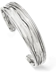 Leslies SS Rhodium-plated Small Tappered Scrunch Bangle