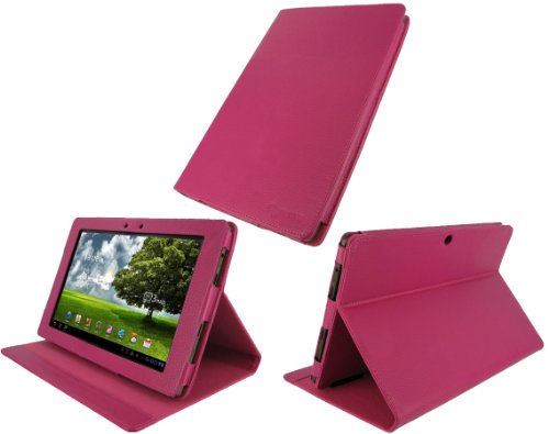rooCASE Multi-Angle (Magenta) Leather Folio Case Cover for Asus Eee Pad Transformer 10.1-Inch TF101 Android Tablet Wi-Fi