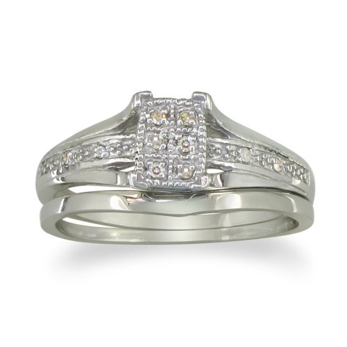 Fantastic Low Priced Diamond Bridal Wedding Set in Sterling Silver