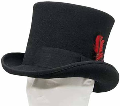 SEBASTIAN VICTORIAN Mad Hatter Tall Top Hat Wool Felt Classic 7-3/8