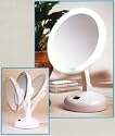 Daylight Fluorescent Lighted Portable 10X Mirror in White