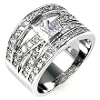 WOMEN'S RINGS RHODIUM W/CLEAR CZ - Cartier-Inspired Cocktail Band