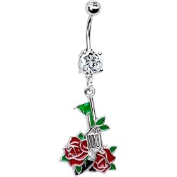 Red Rose Gun Belly Ring