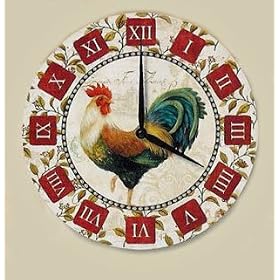 ROOSTER french country KITCHEN chic WALL CLOCK art NEW