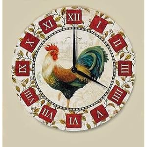 Majestic Rooster Decorative Wood Wall Mantel Clock by