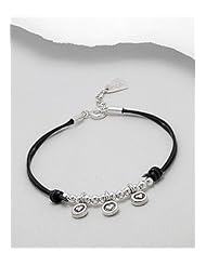 Black Heart Leather Bracelet In 92.5 Sterling Silver