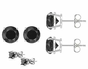 Authentic Black Cubic Zirconia Sterling Silver Stud Earrings Top Quality Cubic Zirconia. 1.50 Carat Each Stone, Total Weight of 3.00 Carat. Heavy Casting Settings