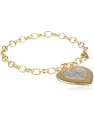 Bronze Puffed Heart Charm Bracelet, 7.25"