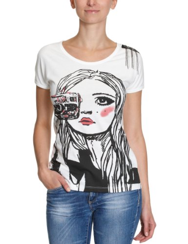 APART Damen Shirt/ T-Shirt Auff&auml;lliges Baumwoll-Shirt, Gr. 38, Wei&szlig; (creme) Preisvergleich