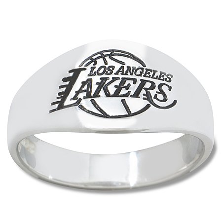 Sterling Silver Los Angeles Lakers Logo Enamel Ring NEW