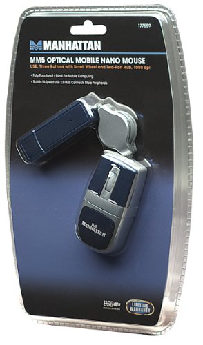 MANHATTAN MM5 Optische Nano Maus USB 3 Tasten mit Scrollrad und 2-Port Hub unglaublich kle Preisvergleich