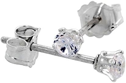 Classic Sterling silver 3mm CZ Stud Earrings for Ear Nose or Cartilage Hypoallergenic & Nickel Free