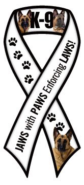 【AnimalsINK.com】リボン型マグネット『口と足が法律を強くする』K-9 Jaws and Paws Enforcing LawsのJPEG画像