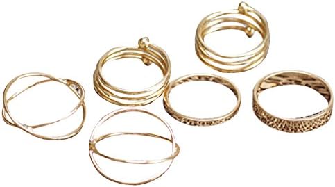 6pcs/set Knuckle Ring Fashion Punk Urban Gold Silver Stack Above Band Mid Rings