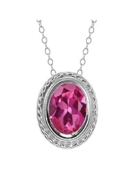 0.85 Ct Oval Shape Pink Tourmaline Sterling Silver Pendant