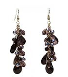 Earrings - E35 - Glass & Pearl Cluster - Black
