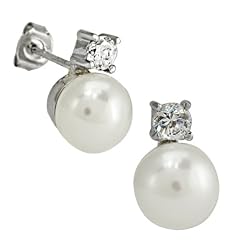 Bella Donna Damen Perlenohrstecker 925/000 Silber 2 S��wasser-Zuchtperlen wei� 8,0-8,5 mm 2 Zirkonia 635494