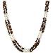 {OnlyOne! FLASH Deal} HinsonGayle 3-Strand Cultured Pearl and Tiger Eye Torsade Necklace (Sterling Silver)