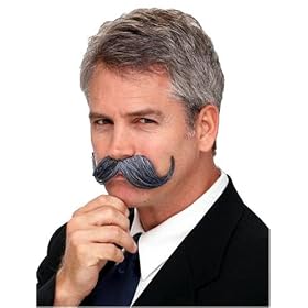 English Handlebar Grey Moustache Costume Accessory