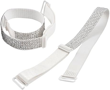 Closecret Women's 1.5cm Width Bra Shoulder Straps with Rhinestones (White)