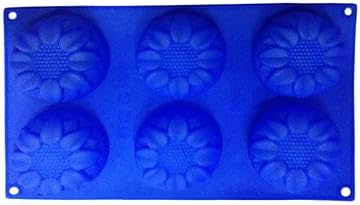 GONGXI Lotus Shaped Bread Cube Tray Silicon Food Mold with 6 Lattices