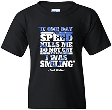 P. Walker Tribute Shirt DT Youth Kids T-Shirt Tee (Large, Black)