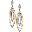 Two Tone Double Almond Shaped Diamond Fashion Earrings