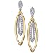 Two Tone Double Almond Shaped Diamond Fashion Earrings