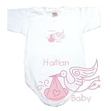Baby Bodysuit White  Light Blue Stork Haitian  Haiti Country