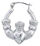 Sterling Silver High Polished Small Claddaugh (3-D) Shrimp Hollow Earring