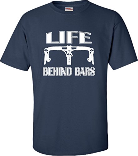 Large Navy Blue Adult Life Behind Bars Funny Bike Bicycle Funny T-Shirt