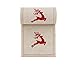 Linen Printed Cocktail Napkin - 4.3 x 4.3 in - 50 units per roll - Natural with Red Reindeer