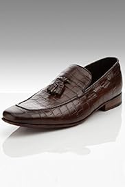 Collezione Leather Crocodile Skin Print Tassel Loafers