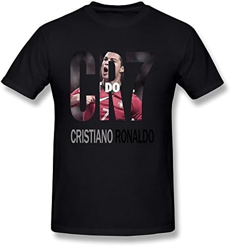 GOOOSO Men's Cristiano Ronaldo CR7 Logo Fashion T-shirt O-neck Black M