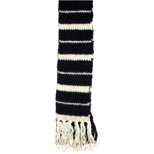 Recycled Silk and Wool Blue Scarf-Striped "Warm and Fuzzy Scarf [Striped - Blue]"