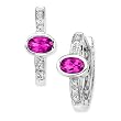 14K White Gold 0.05 ct. Diamond and 7/8 ct. Pink Tourmaline Huggie Earrings