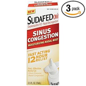 Sudafed Om Sinus Congestion Moisturizing Nasal Mist. 0.5-Ounce Bottles (Pack of 3)