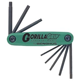 Bondhus 12638 GorillaGrip Set of 7 Tamper Resistant Star Fold-up Keys, sizes TR9-TR40