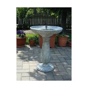 Sti Group Solar Birdbath Weathered Stone by