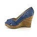 KISS & TELL NAEVA-02 Women's Open Peep Toe Wedge Pumps about half size large