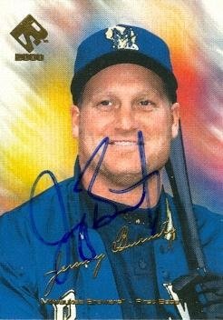 Jeromy Burnitz Autographed/Hand Signed MLB Baseball Card (Milwaukee Brewers) 2000 Pacific Private St