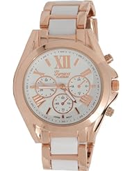 GENEVA PLATINUM Rose Gold White Link Watch [4681], WHT