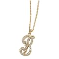 Initial 14K Gold-Plated Pendant with Crystal Accents