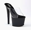 7 Inch Sexy Black Shoes Womens High Heel Shoes Platform Sandal Shoes Clear