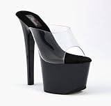 7 Inch Sexy Black Shoes Womens High Heel Shoes Platform Sandal Shoes Clear