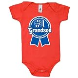#1 Grandson Baby One-Piece, Red, 12-18 Months