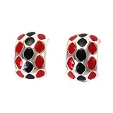 Fiz Red/Black Clip On Earrings ~ AJ Fashion Jewellery