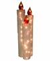 Barcana 48-Inch Illuminated Fiberglass Clear Frosted Candle Trio Christmas Light