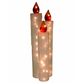 Barcana 48-Inch Illuminated Fiberglass Clear Frosted Candle Trio Christmas Light by Barcana
